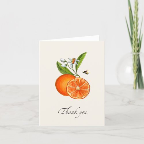 Vintage Citrus Orange folded Thank You Card