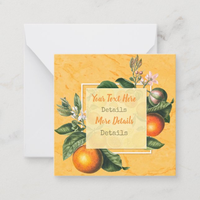 Vintage Citrus Save The Date Note Card (Front)