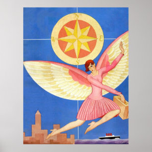 Vintage city fairy poster