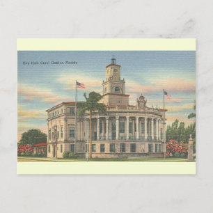 Vintage City Hall Coral Gables Florida Postcard