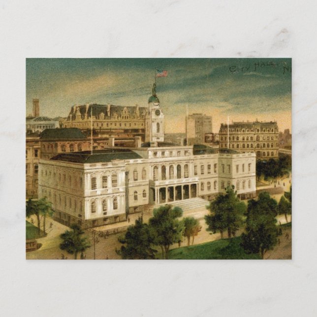 Vintage City Hall New York Postcard (Front)