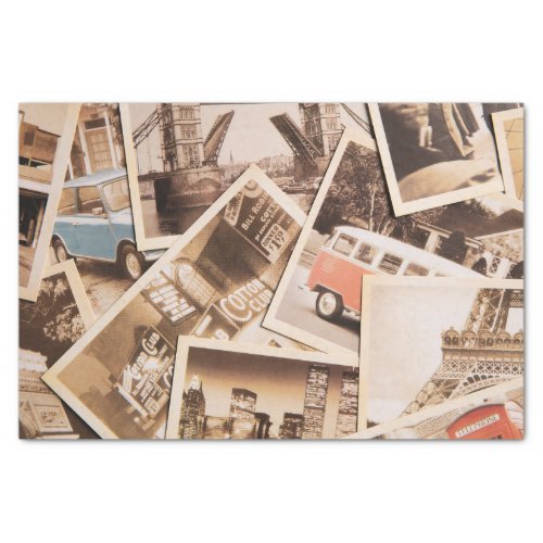 Vintage City Life Photo Collage  Tissue Paper