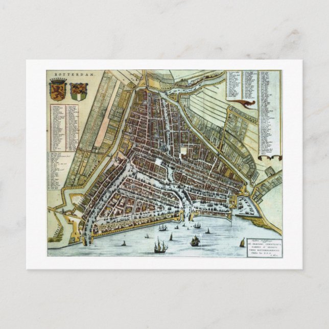 Vintage city map of Rotterdam Postcard (Front)