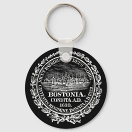 Vintage City of Boston Seal, white Keychain