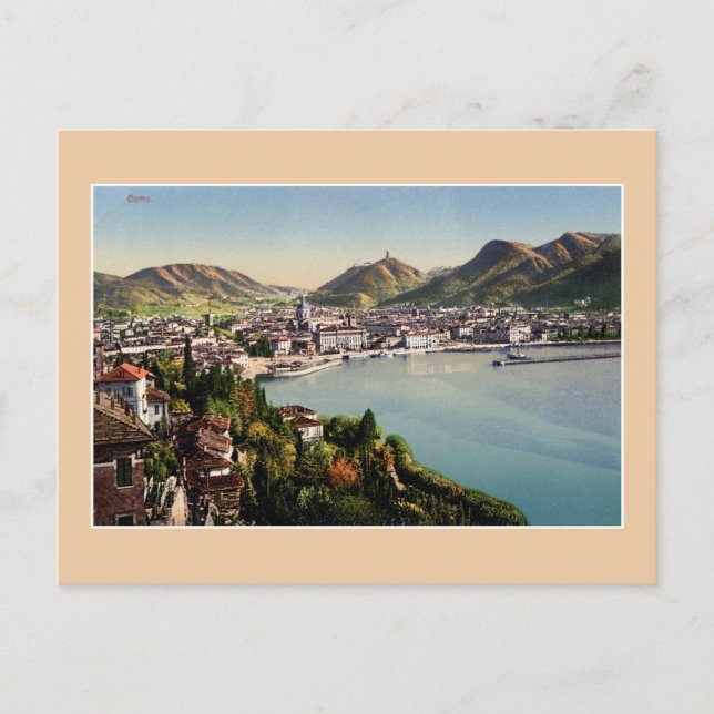 Vintage City of Como, Como Lake Italy Postcard (Front)