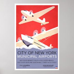 Vintage City of New York Airports WPA Poster