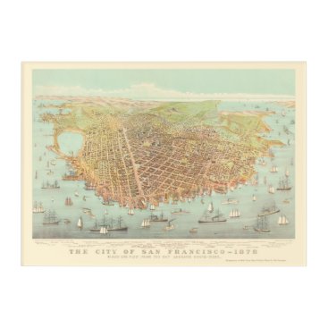 Vintage City of San Francisco Restored Map, 1878 Acrylic Print