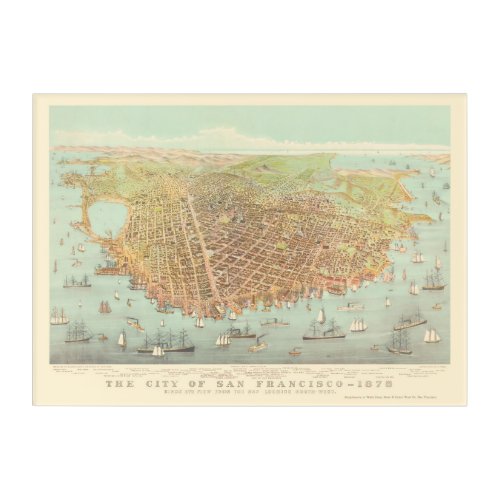 Vintage City of San Francisco Restored Map 1878 Acrylic Print