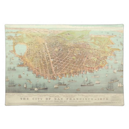Vintage City of San Francisco Restored Map 1878 Cloth Placemat