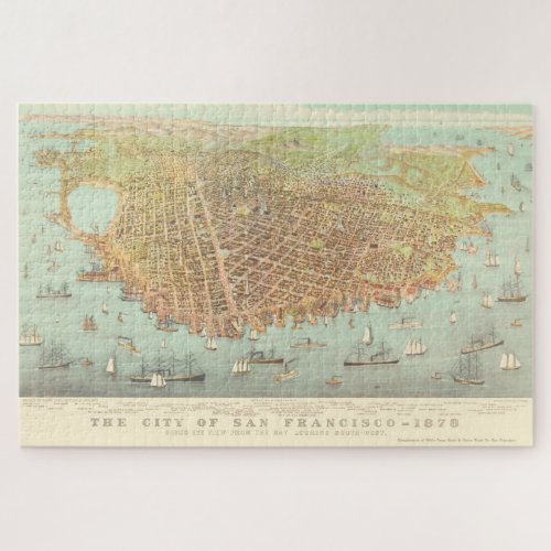 Vintage City of San Francisco Restored Map 1878 Jigsaw Puzzle