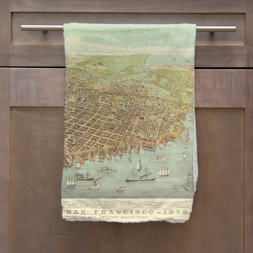 Vintage City of San Francisco Restored Map 1878 Kitchen Towel