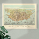 Vintage City of San Francisco Restored Map, 1878 Poster<br><div class="desc">Title: The city of San Francisco, 1878 : birds eye view from the Bay looking south-west. Publisher: Curier & Ives. Sketched & drawn by C.R. Parsons. Digitally restored by Vintage Sketch to repair age spots, tears, and enhance color. Makes a great birthday, Christmas, or other holiday gift, especially for someone...</div>