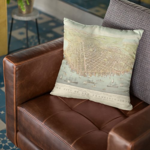 Vintage City of San Francisco Restored Map 1878 Throw Pillow
