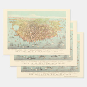 Vintage City of San Francisco Restored Map, 1878 Wrapping Paper Sheets