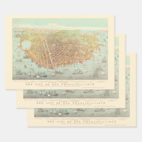 Vintage City of San Francisco Restored Map 1878 Wrapping Paper Sheets