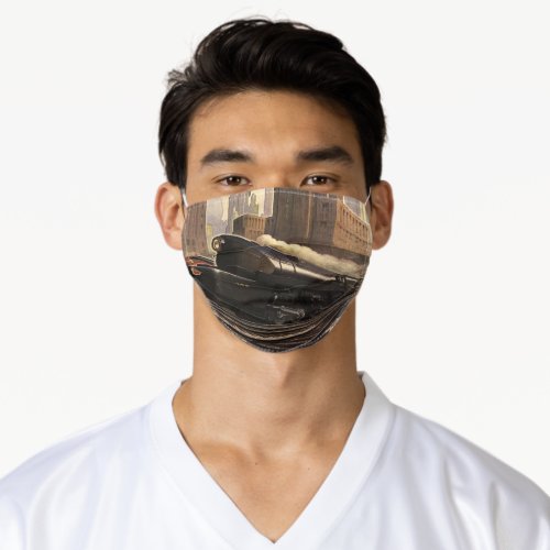 Vintage City T1 Duplex Train on Railroad Tracks Adult Cloth Face Mask