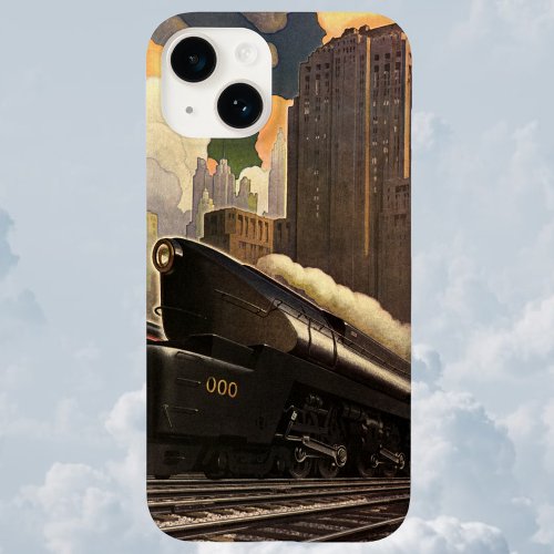 Vintage City T1 Duplex Train on Railroad Tracks Case_Mate iPhone 14 Case