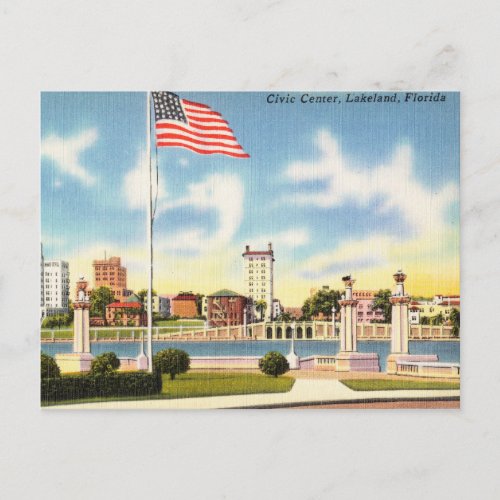 Vintage Civic Center Lakeland Florida Postcard