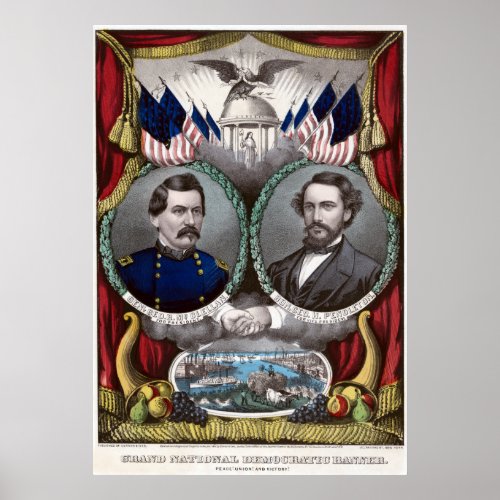 Vintage Civil War Democratic Presidential Election Poster