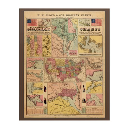 Vintage Civil War Military Strategic Maps 1861 Acrylic Print