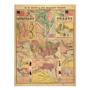 Vintage Civil War Military Strategic Maps, 1861 Photo Print