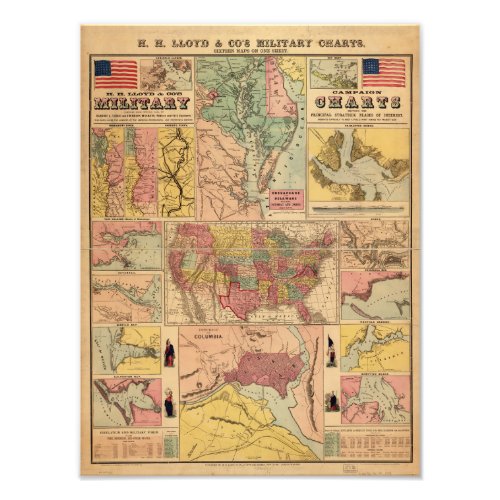 Vintage Civil War Military Strategic Maps 1861 Photo Print