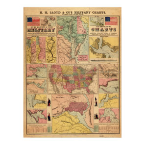 Vintage Civil War Military Strategic Maps, 1861 Poster