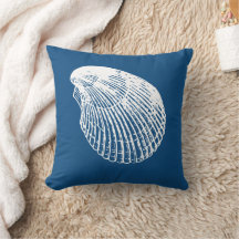 Vintage Clam Sea Shell Throw Pillow