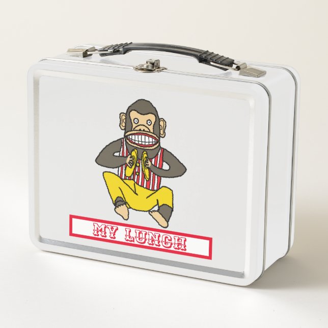 Vintage Clapping Monkey Toy design Metal Lunch Box (Front)