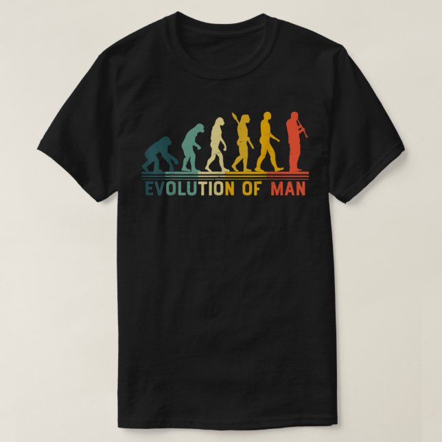 Vintage Clarinet Funny Evolution Ma T-Shirt (Design Front)