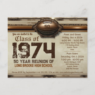 Vintage Class of 1974 50 Year High School Reunion Postcard