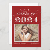 Vintage Class of 2024 Red Photo Graduation Invitation (Front/Back)