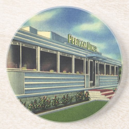 Vintage Classic 50s Retro Restaurant Pelican Diner Drink Coaster