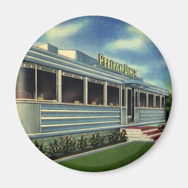 Vintage Classic 50s Retro Restaurant Pelican Diner Magnet (Front)