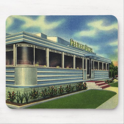Vintage Classic 50s Retro Restaurant Pelican Diner Mouse Pad