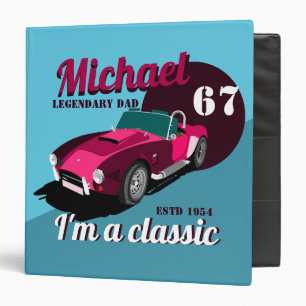 Vintage classic antique car legendary dad name 3 ring binder