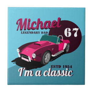 Vintage classic antique car legendary dad name  ceramic tile
