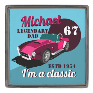 Vintage classic antique car legendary dad name  gunmetal finish lapel pin