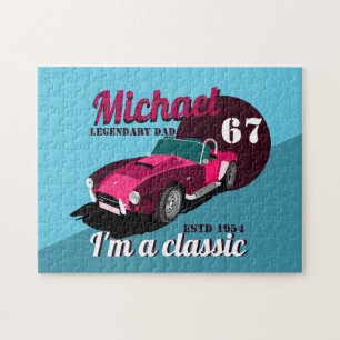 Vintage classic antique car legendary dad name jigsaw puzzle