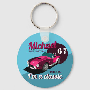 Vintage classic antique car legendary dad name  keychain