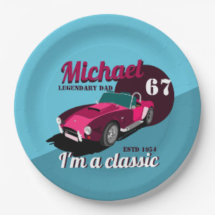 Vintage classic antique car legendary dad name paper plates