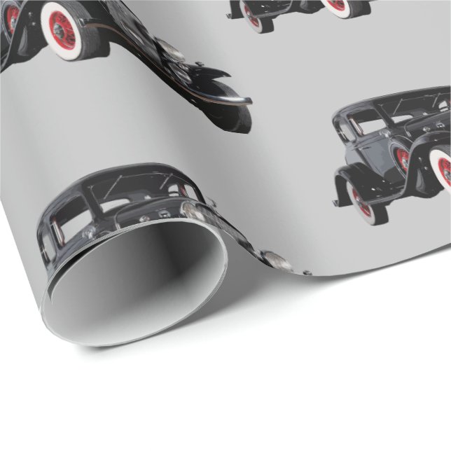 Vintage Classic Black Antique Car Masculine Wrapping Paper (Roll Corner)
