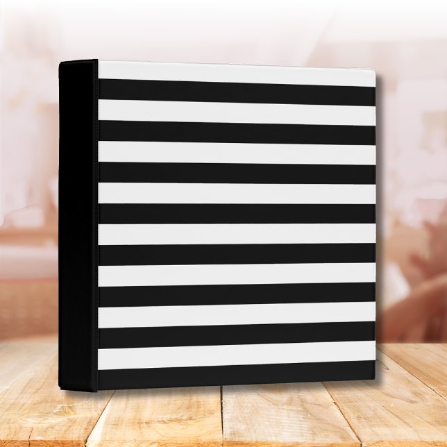 Vintage Classic black & white stripes 3 Ring Binder (Creator Uploaded)