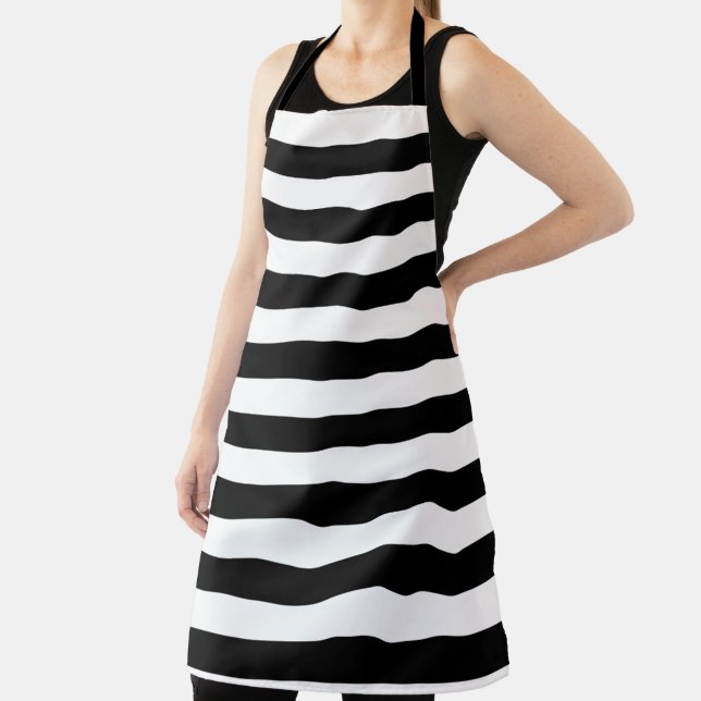 Vintage Classic black & white stripes Apron (Insitu)