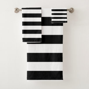 Vintage Classic black & white stripes Bath Towel Set