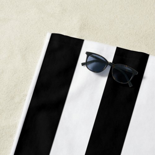 Vintage Classic black  white stripes Beach Towel