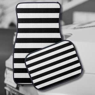 Vintage Classic black & white stripes Car Floor Mat
