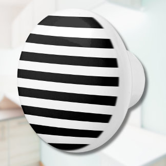 Vintage Classic black & white stripes Ceramic Knob