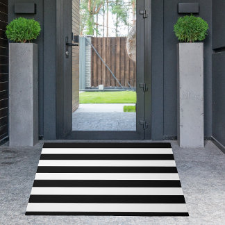 Vintage Classic black & white stripes Doormat
