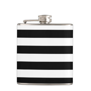 Vintage Classic black & white stripes Flask